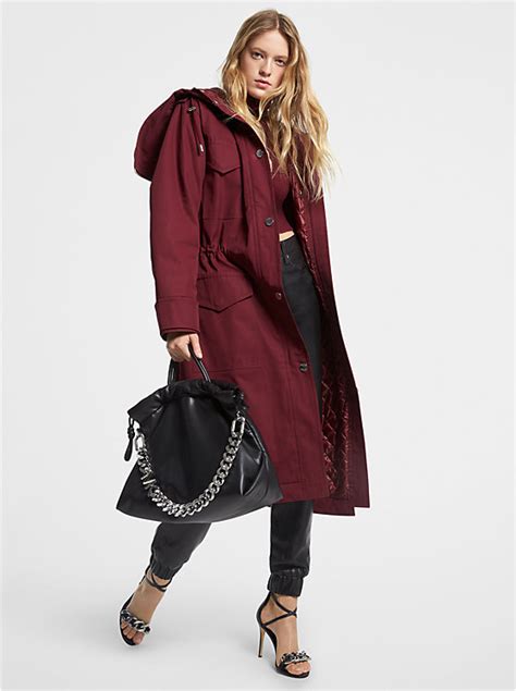 michael michael kors water-resistant cotton twill parka|women's michael kors coats.